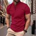 Men's Clothing Men's Short Sleeved Stand Up Collar Waffle Fabric Casual Short Sleeved Polo Shirt_viptrois.com