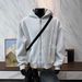 Men's Heavyweight Paris Grey Zip-Up Hoodie - 400g Warm Patchwork Deconstructed Streetwear Jacket For Autumn & Winter_viptrois.com
