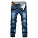 Spring And Autumn High Elastic Business Jeans Men's Loose Straight Box Fattened Plus Size High Waist Jeans Men's Slim Fit_viptrois.com