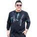 Large Size Men's Clothing Autumn And Winter New Graffiti Effect Printed Sweater Men's No Hat Sports Style Black Long-sleeved Crew Neck Sweater_viptrois.com
