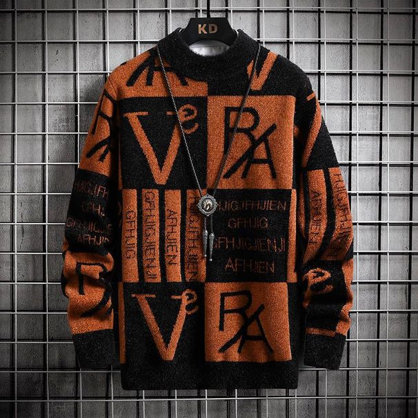 2023 Autumn/Winter New Round Neck Sweater For Men's Thickened Youth Loose Fashion Trend Korean Knitwear_viptrois.com