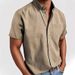 Men's Clothing Lapel Solid Color Pocket Single Breasted Shirt Short Sleeve Washed Shirt Tops_viptrois.com
