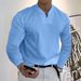 Men's Clothing New Men's V Neck Long Sleeved T Shirt Top Breathable Casual_viptrois.com