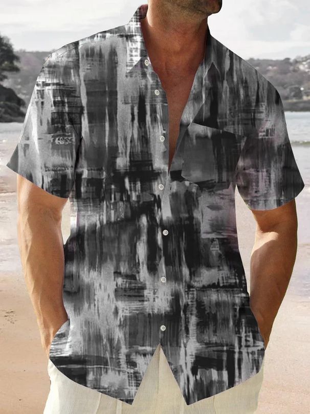 Men's Clothing 2023 Summer New Hort Sleeve Simple Geometric Pattern Men's Shirt_viptrois.com