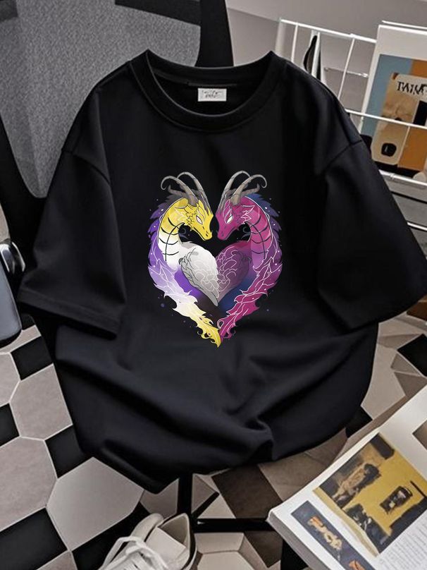 Nonbinary Bisexual Pride T Shirt Non Binary LGBT Bi Flag Enby LGBTQ Gay Festival Dragon Transgender Trans Top For Everyday Wear Slightly_viptrois.com