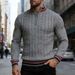Men's British Style Turtleneck Knitwear Autumn Winter New Arrival Color Block Zipper Design for Casual Wear_viptrois.com