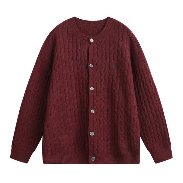 Knitted Round Neck Cardigan Sweater For Men, Autumn And Winter New Style, Loose Fit, Soft Texture, Trendy Brand_viptrois.com
