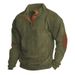 Men's Casual Long Sleeve Sweatshirt European Size Stand Collar Ribbed Corduroy Fleece Lined Solid Color Spring Autumn Hot Selling_viptrois.com