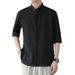 2026 Chinese Style Stand Collar Short Sleeve For Men, Summer New Niche With High-end Feel, Ice Silk Draped Mid-sleeve Shirt_viptrois.com