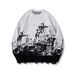 Trendy Distressed Knit Sweater For Men - Vintage-Inspired Oversized Pullover With Raw Hem Details, Unisex Long Sleeve Casual Top For Streetwear Lovers_viptrois.com