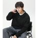 Monochrome Man- Mature Style Vertical Ribbed Texture Turn-Down Collar Sweater For Men, New Autumn And Winter Textured Polo Knitwear,_viptrois.com