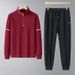 High End Men's Sportswear Set Casual Loose Fit Plus Size Fashionable Two-Piece Outfit With Half Zip Sweatshirt And Sweatpants For Spring And Autumn_viptrois.com