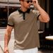 Men's Casual Sporty Polo Shirt - Breathable Knit Fabric, Relaxed Fit, Color Block Design, Short Sleeve, Versatile For Summer_viptrois.com