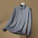 Men's Clothing Plus Size Elastic Long Sleeve Cashmere Striped Shirt Men's Casual Lapel Business Plus Size Shirt_viptrois.com