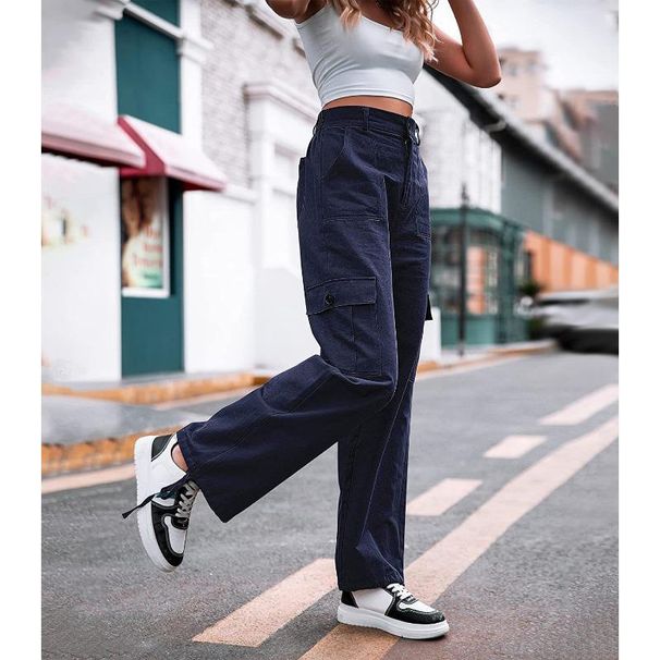 Men's Clothing Foreign Trade Small Pocket Cargo Casual Pants Women's Loose Slimming Trendy Wide Leg Long Pants_viptrois.com