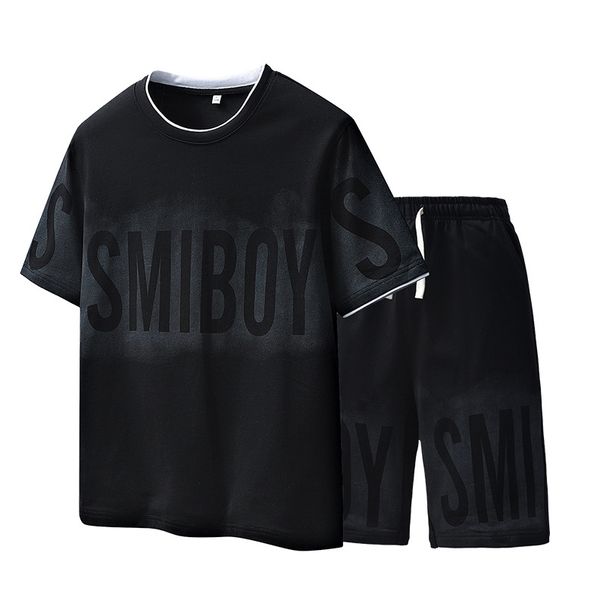 Men's Clothing New Summer Suit Men's Trendy Loose Short Sleeved Cotton T Shirt Shorts Shorts Sports Casual Suit Men_viptrois.com