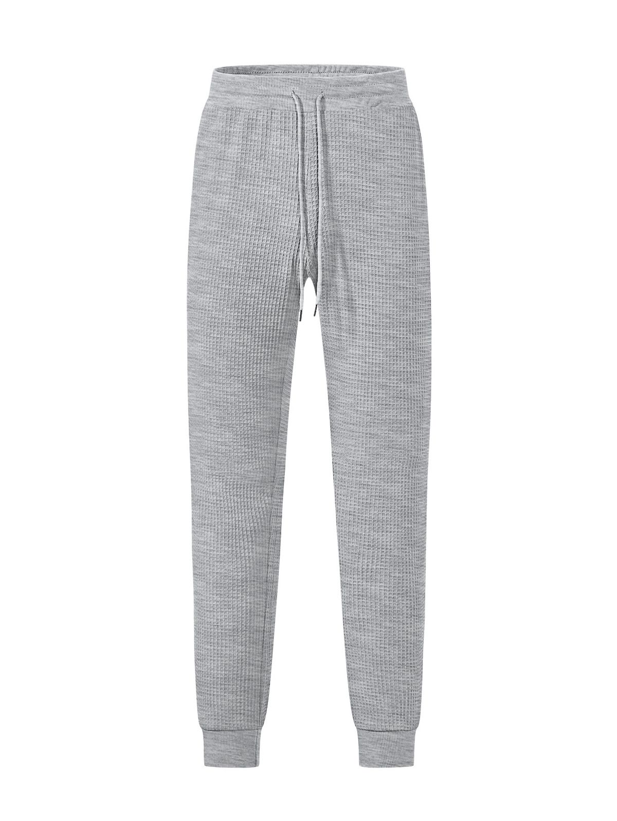 Men's Clothing Men's Summer Sports Casual Loose Breathable Solid Color Waffle Men's Drawstring Trousers Casual Pants_viptrois.com