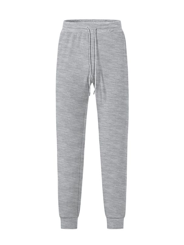 Men's Clothing Men's Summer Sports Casual Loose Breathable Solid Color Waffle Men's Drawstring Trousers Casual Pants_viptrois.com