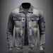 Trendy Streetwear American Tough Guy Vintage Fashion Denim Men's Cycling Motorcycle Suit Workwear Jacket_viptrois.com