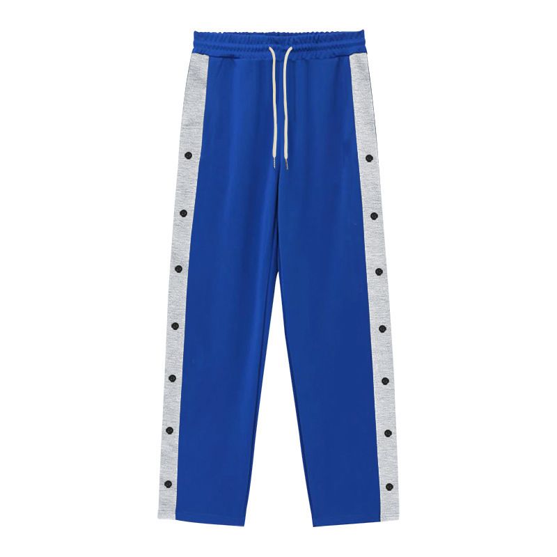Men's Clothing Casual Sports Buttoned Men's Trousers Men's Autumn Loose Straight Wide Leg Button Color Matching Large Size Trousers Men_viptrois.com