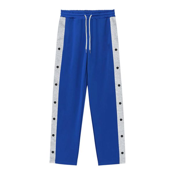 Men's Clothing Casual Sports Buttoned Men's Trousers Men's Autumn Loose Straight Wide Leg Button Color Matching Large Size Trousers Men_viptrois.com