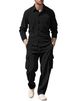 Cross-Border European And American Casual Sports Lapel Cardigan Long Sleeve Two-Piece Set Men's Loose Corduroy_viptrois.com
