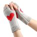 Unisex Short half finger knitted gloves Student office typing heart cuff wool warm love fingerless gloves_viptrois.com