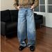 Men's Clothing Retro Daddy Ripped Loose Scimitar Version Wide Leg Jeans For Men And Women_viptrois.com