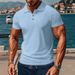Men's Clothing Jacquard Breathable Casual V Neck Top Popular Buckle_viptrois.com