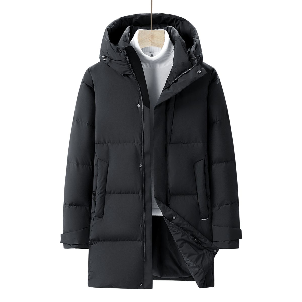 2025 Winter New Men's Loose Plus Size Fashion Casual Medium And Long Hooded Warm Down Jacket_viptrois.com