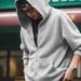 Madden Workwear Retro Gray Hooded Waffle Sweatshirt Lazy Cardigan Sports Jacket Knitted Sweater For Men In Autumn_viptrois.com