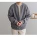 Men's Clothing Knitted Cardigan Jacket Trendy Solid Color Round Neck Sweater Loose Casual Style_viptrois.com