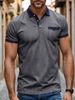 Men's Clothing Short Sleeved Elastic Denim Polo Shirt Men's Lapel T Shirt Slim Fit Top_viptrois.com