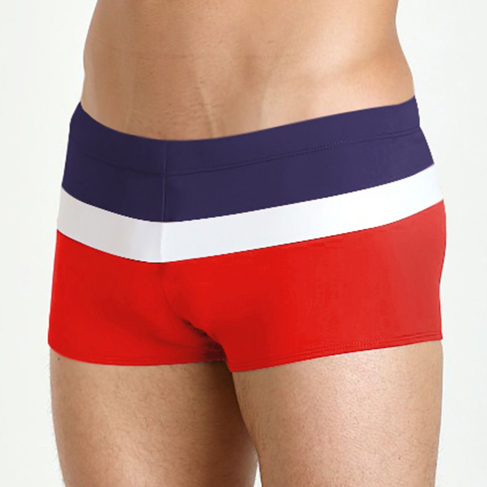 Men's Boxer Stripes Contrast Color Sports Leisure Anti Exposure Beach Swimming Trunks_viptrois.com