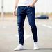 Cross-Border European And American Men's Slim-Fit Stretch Ripped Skinny Jeans For Men_viptrois.com