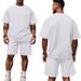 Men's Clothing Men's Summer New Jacquard Plaid Short Sleeved T Shirt Loose Large Size Straight Casual Shorts Suit_viptrois.com
