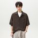 Monochrome Man- Velvet Feel Cuban Collar Long Sleeve Autumn Vintage Old Money Style Textured Shirt Oversized Jacket Q_viptrois.com