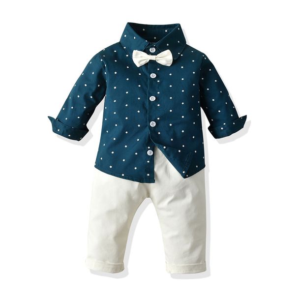 Kid's Clothing Spring and Autumn children's clothing boys suit star print long sleeved shirt overalls one year old dress network children's clothing_viptrois.com