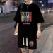 Men's Clothing Large Size Loose Waffle Casual Sports Suit Men's Summer Shorts Short Sleeved T Shirt Handsome Set_viptrois.com