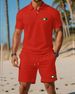 Men's Clothing Men's Nordic Simple Sports Casual Suit Printed Polo Suit_viptrois.com