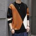 New Sweater Men's Spring And Autumn Round Neck Korean Version Versatile Color Matching Sweater Men's Loose Trend Ins Sweater Top_viptrois.com