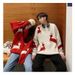 Pure Christmas Year Red Long Sleeve Men, Loose Fit, Versatile Crew Neck Knitwear, New Cross-Border Couple Sweater For Autumn_viptrois.com