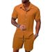Men's Clothing Summer Men's Casual Shirt Short Sleeved Beach Pants Suit_viptrois.com