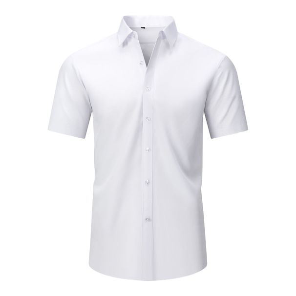 Men's Clothing Four Sided Elastic Natural Button Men's Large Size Shirt Free Of Ironing And Anti Wrinkle Business_viptrois.com