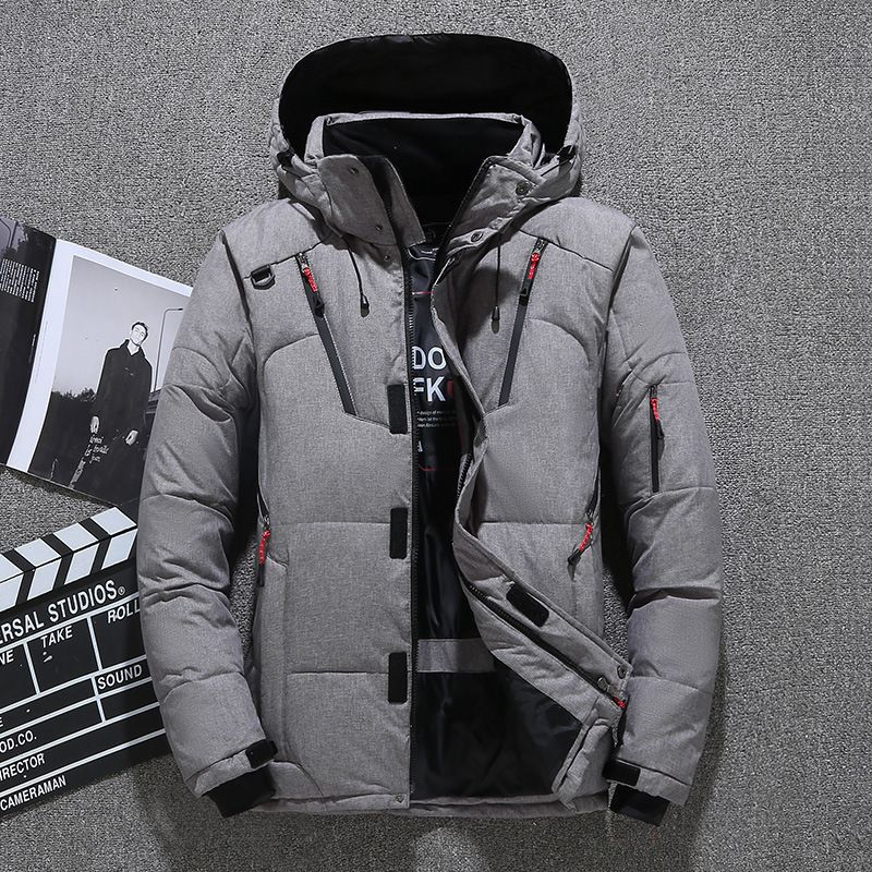 Men’s Winter Down Jacket – Short Puffer Coat With Detachable Hood For Outdoor & Urban Wear_viptrois.com