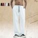 Terry Cotton Sports Casual Sweatpants, Thin Spring/Summer Style, Drawstring Loose-Fit Long Pants For Men_viptrois.com
