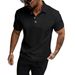 Men's Classic -Style Polo Shirt – Breathable Jacquard Knit, Short-Sleeve Business Casual Top (S-XXXL, Poly-Cotton Blend, Solid Colors, Split Hem)_viptrois.com