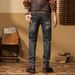 Fashionable Retro Jeans Cycling Stretch Casual Ripped Patch Jeans_viptrois.com