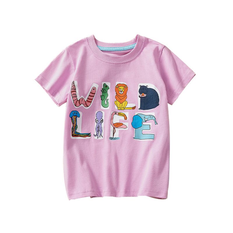 Mother & Kids Girls English Letters Simple Comfortable Casual Loose Printed T Shirt 2025 Summer New Girls Short Sleeved T Shirt_viptrois.com