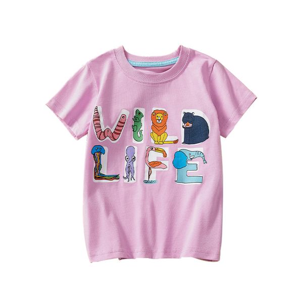 Mother & Kids Girls English Letters Simple Comfortable Casual Loose Printed T Shirt 2025 Summer New Girls Short Sleeved T Shirt_viptrois.com